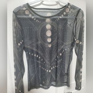 Black Milk Moon Phases Sheer Long sleeved top, Large